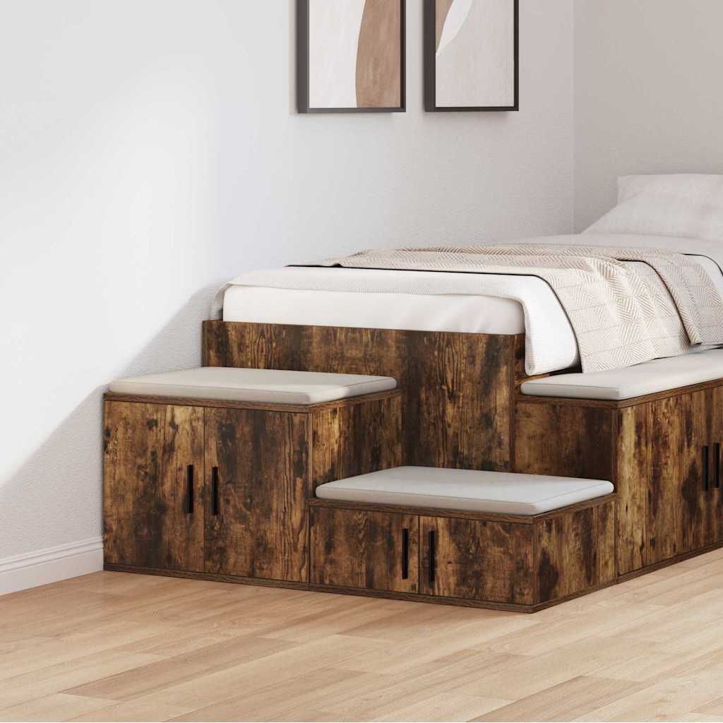 Opbevaringsskab 2 pcs Røget eg 108 x 41 x 40 cm Konstrueret træ