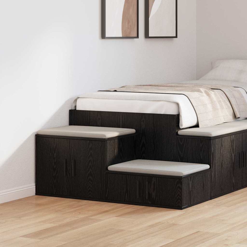 Opbevaringsskab 2 pcs Sort eg 103 x 41 x 40 cm Konstrueret træ billede