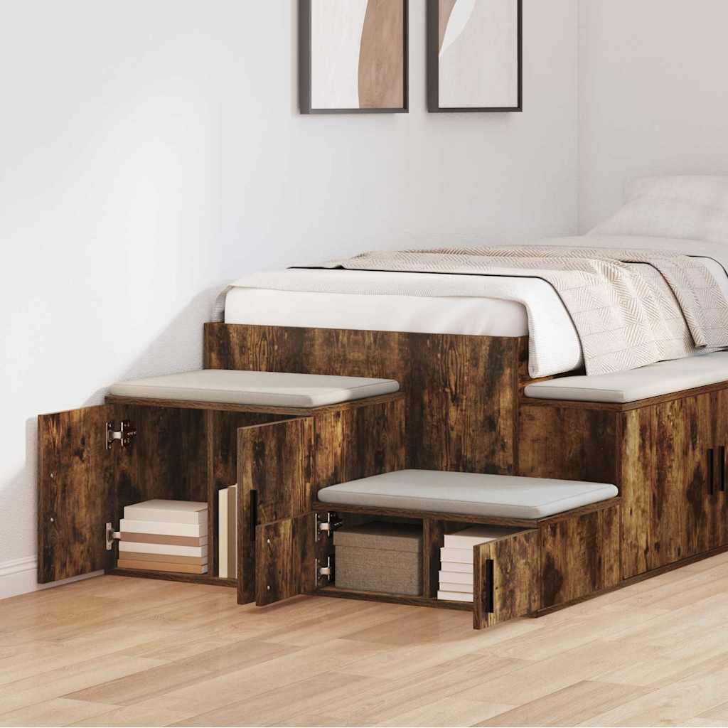 Opbevaringsskab 2 pcs Røget eg 103 x 41 x 40 cm Konstrueret træ
