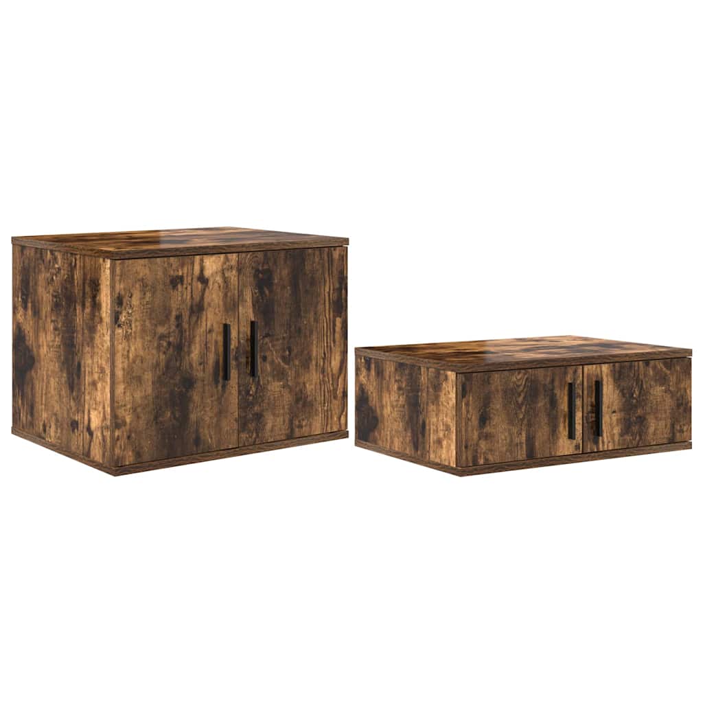 Opbevaringsskab 2 pcs Røget eg 103 x 41 x 40 cm Konstrueret træ