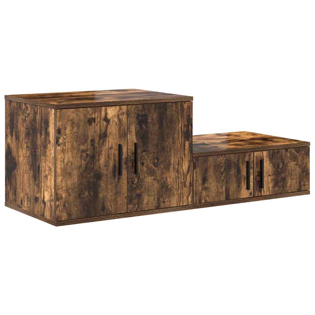 Opbevaringsskab 2 pcs Røget eg 103 x 41 x 40 cm Konstrueret træ