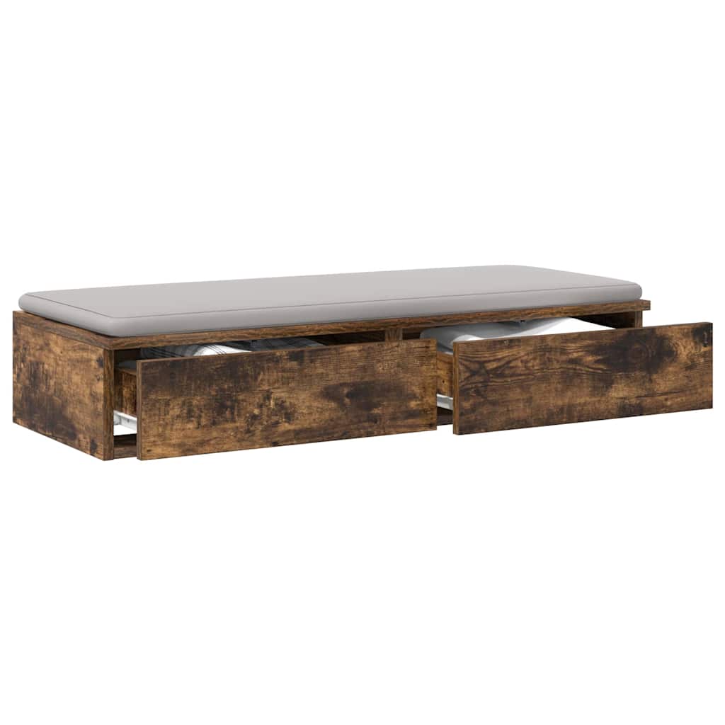 Sengeskuffer Røget eg 90 x 36,5 x 16,5 cm Konstrueret træ