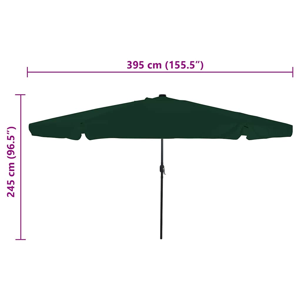 Havesol med LED -strimmellys Grøn 395 x 395 x 245 cm Polyester