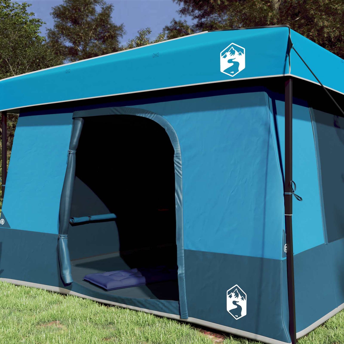 Camping Telt Sæt med tag 2 pcs Blå Taffeta og Stof