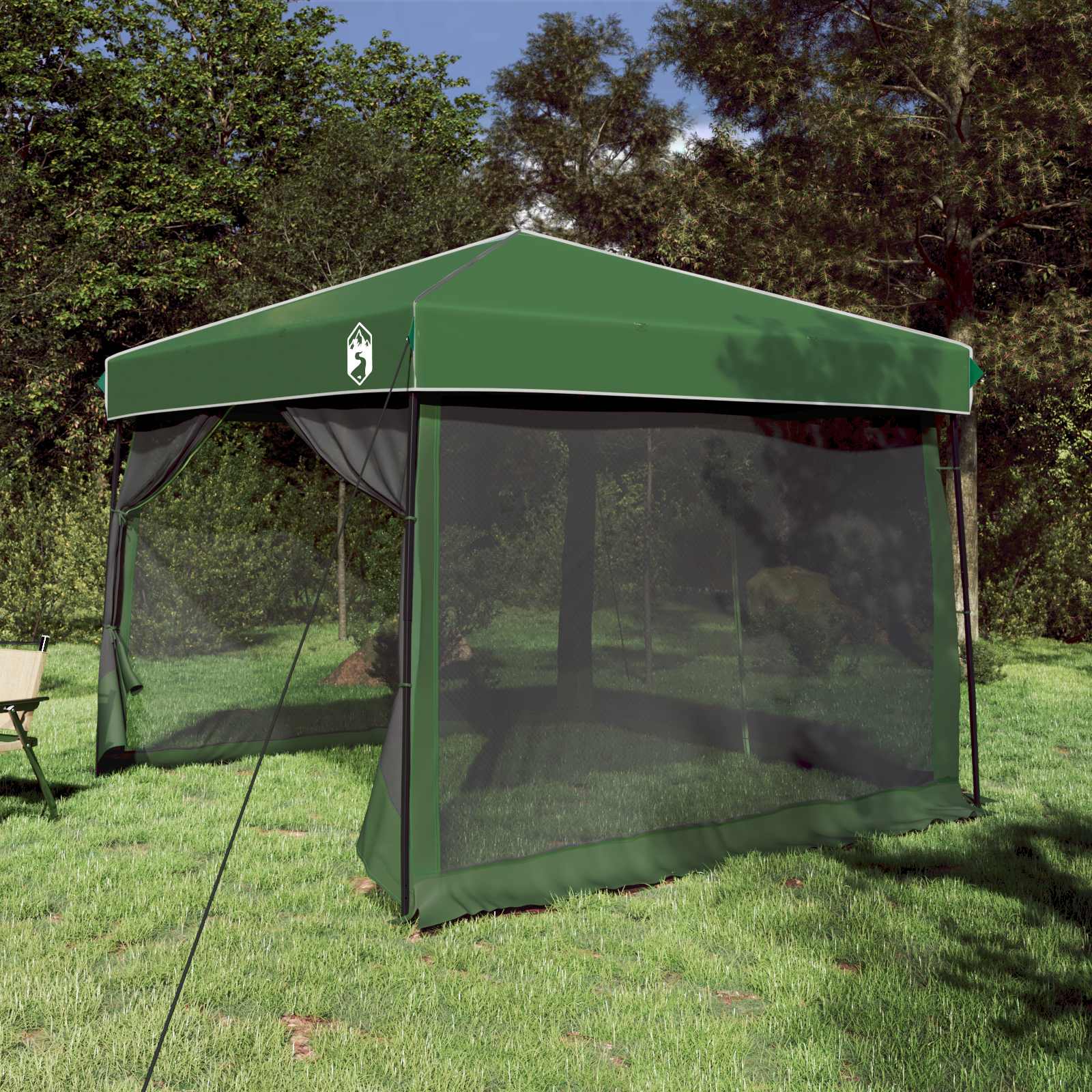 Camping Telt Sæt med tag 2 pcs Grøn Taffeta og Stof billede