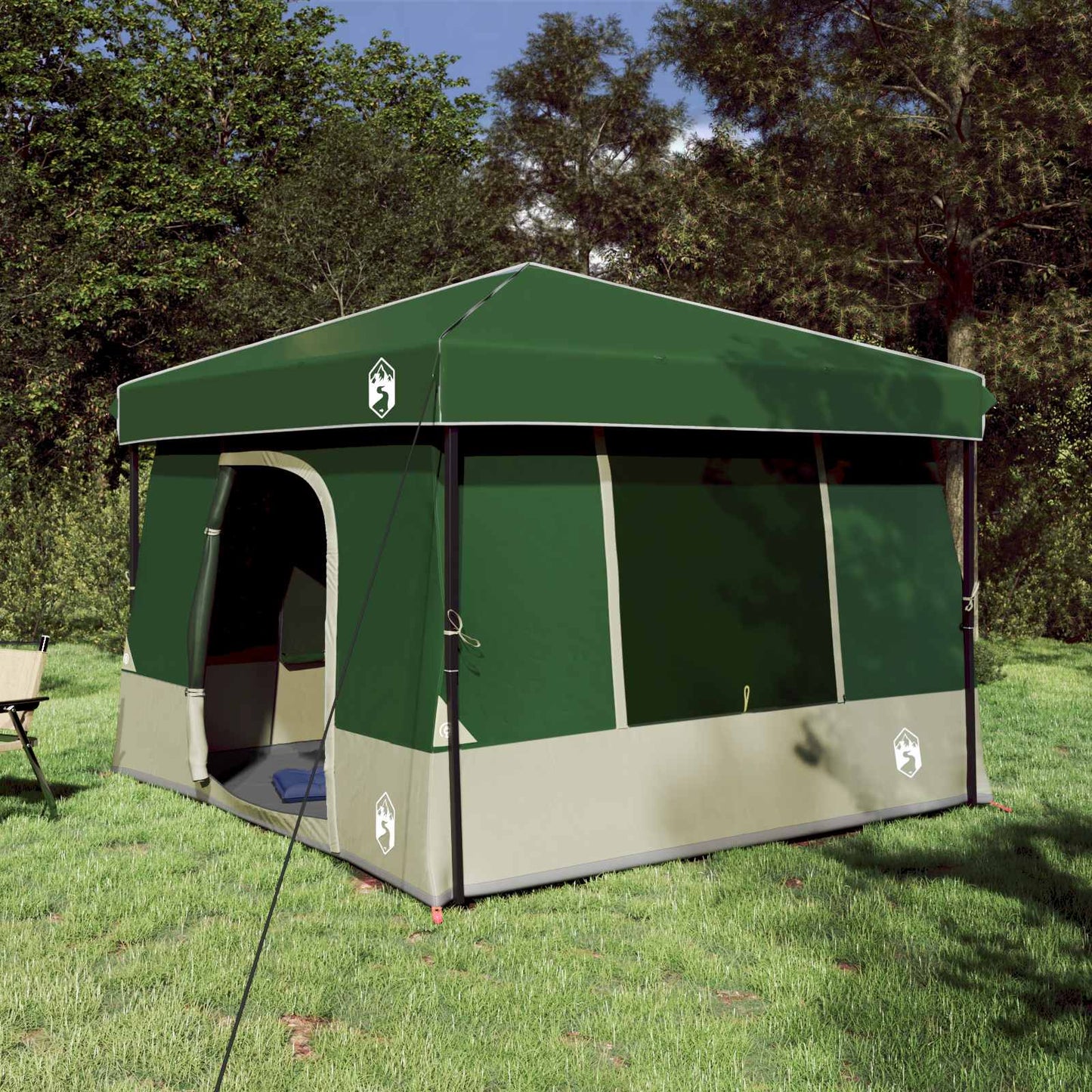 Camping Telt Sæt med tag 2 pcs Grøn Taffeta og Stof