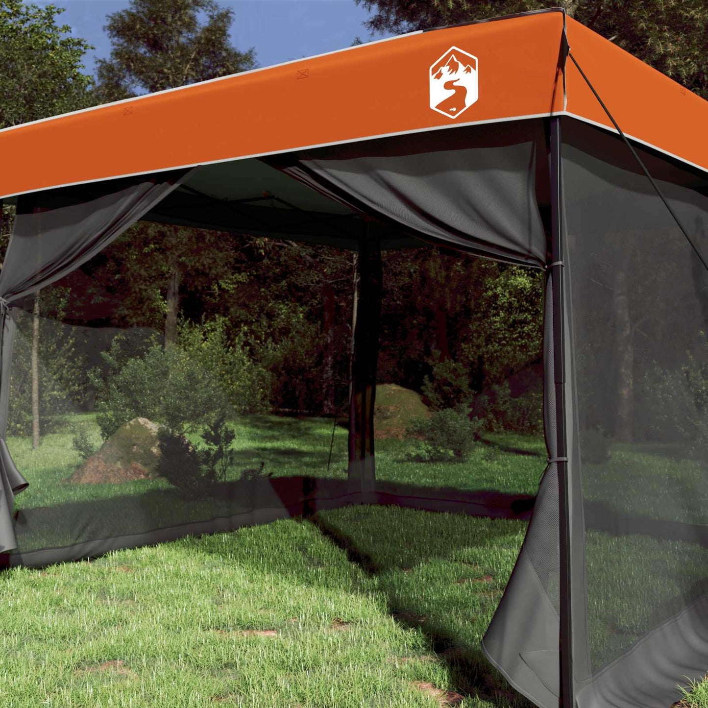Camping Telt Sæt med tag 2 pcs Grå og orange Taffeta og Stof