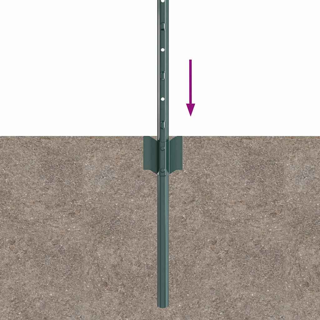Indlejret hegnspost 22 pcs Grøn 120 cm Pulverlakeret stål
