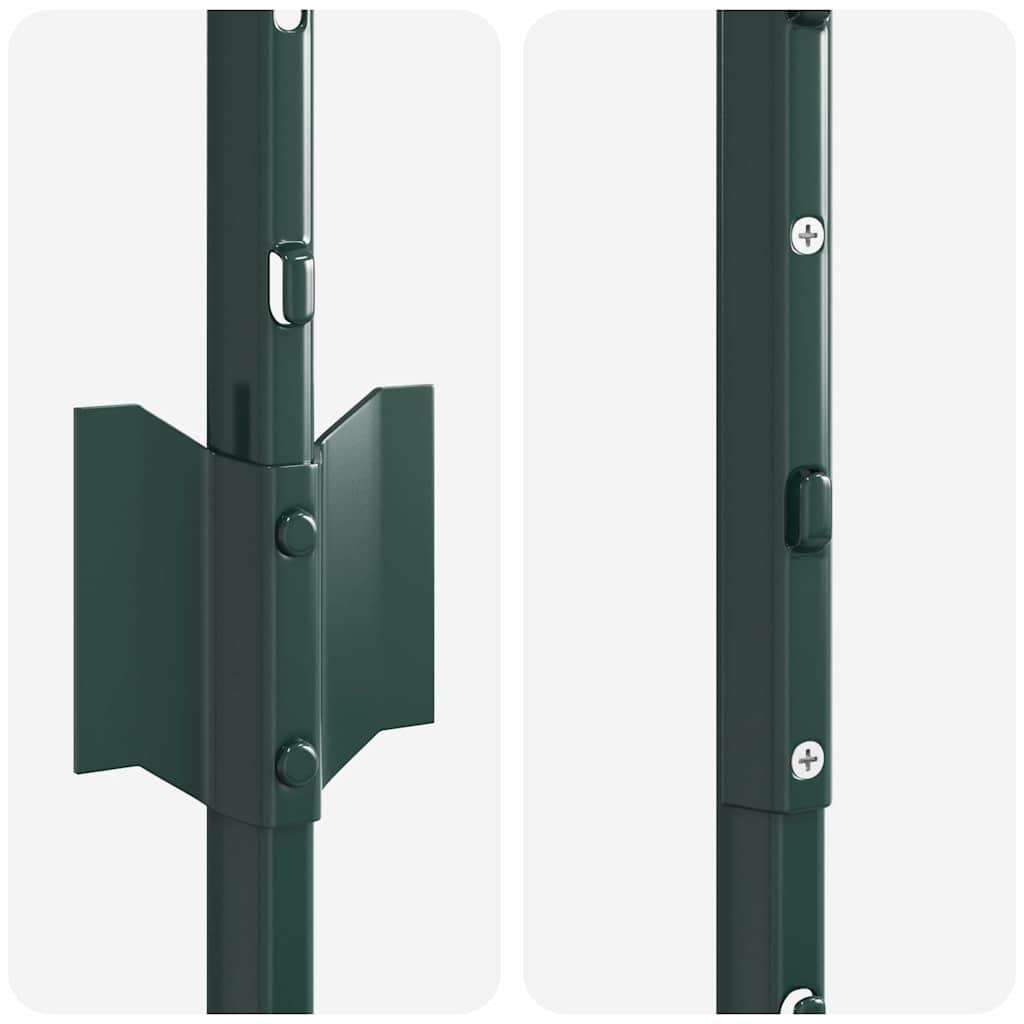 Indlejret hegnspost 22 pcs Grøn 160 cm Pulverlakeret stål