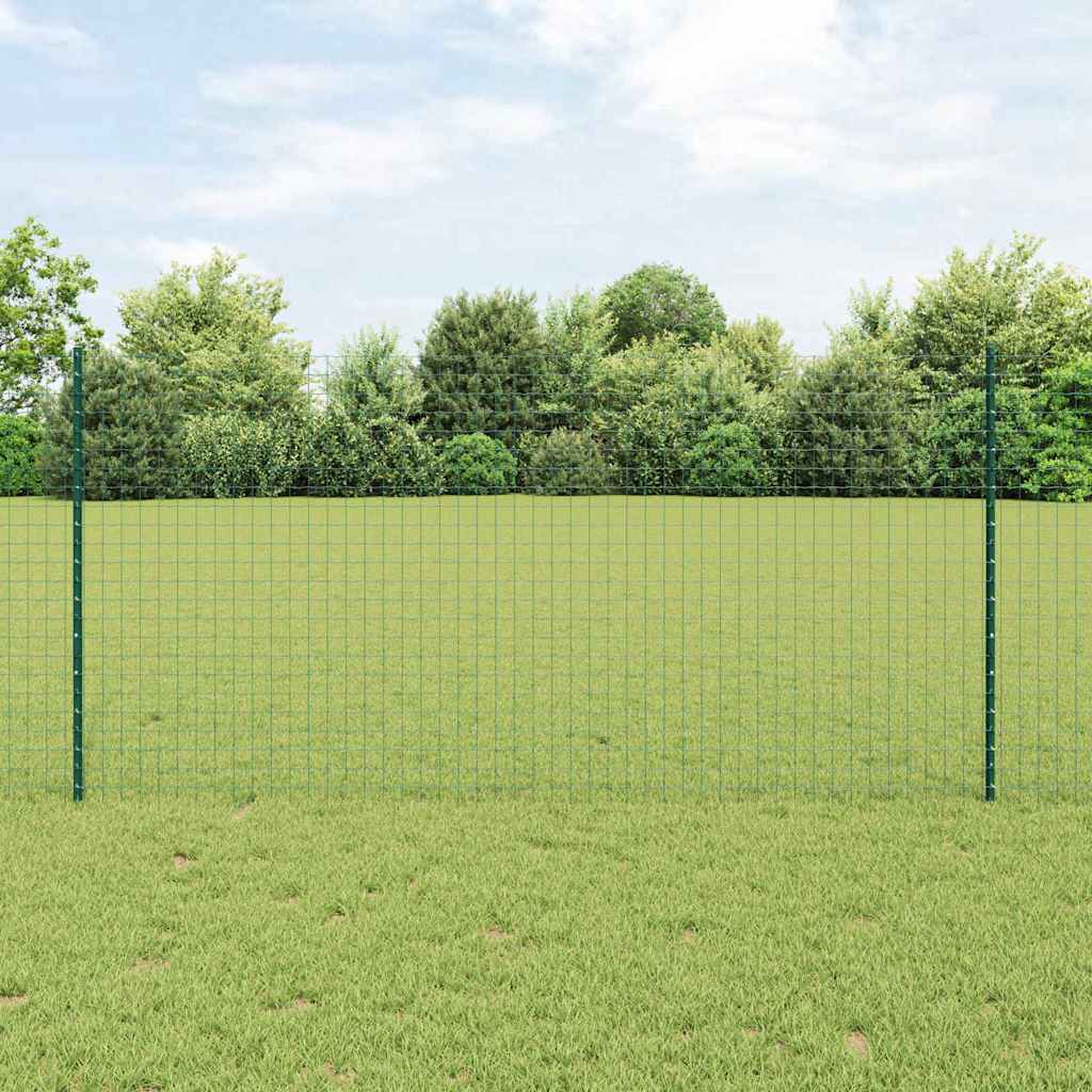 Indlejret hegnspost 44 pcs Grøn 160 cm Pulverlakeret stål