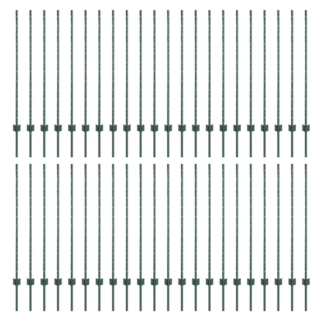 Indlejret hegnspost 44 pcs Grøn 160 cm Pulverlakeret stål