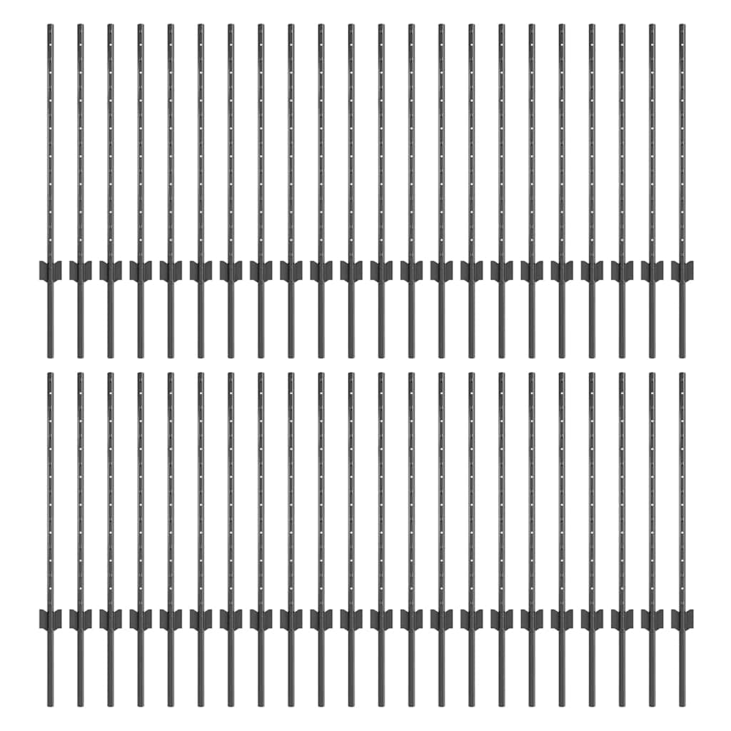Indlejret hegnspost 44 pcs Grå 120 cm Pulverlakeret stål