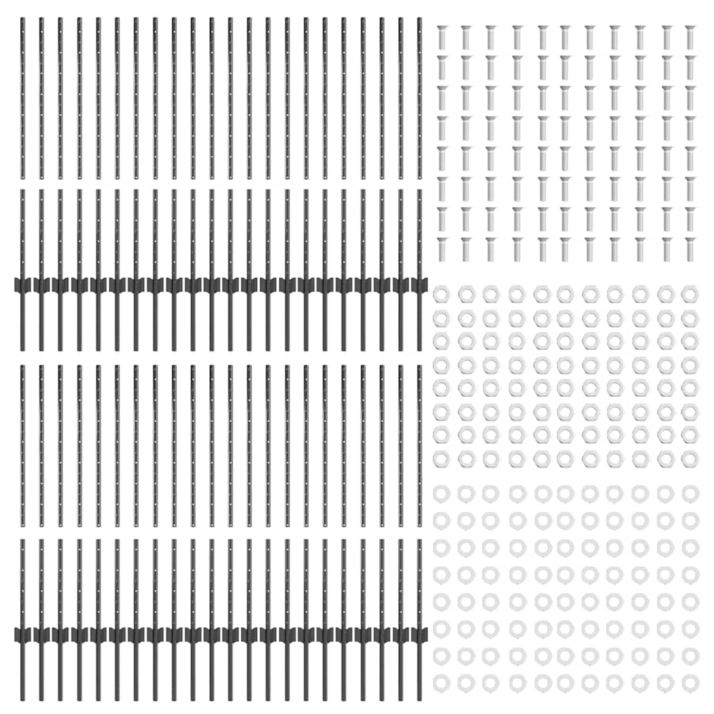 Indlejret hegnspost 44 pcs Grå 140 cm Pulverlakeret stål