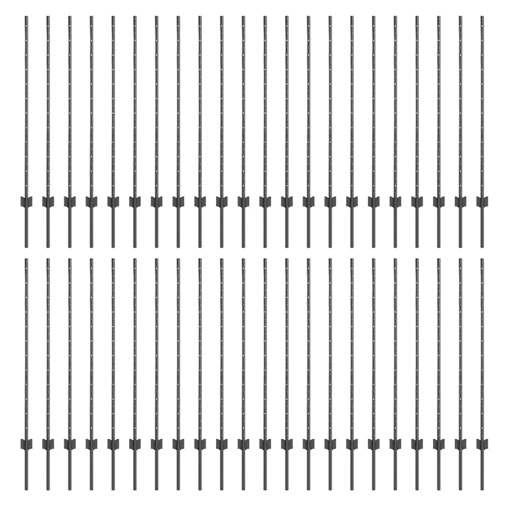 Indlejret hegnspost 44 pcs Grå 160 cm Pulverlakeret stål