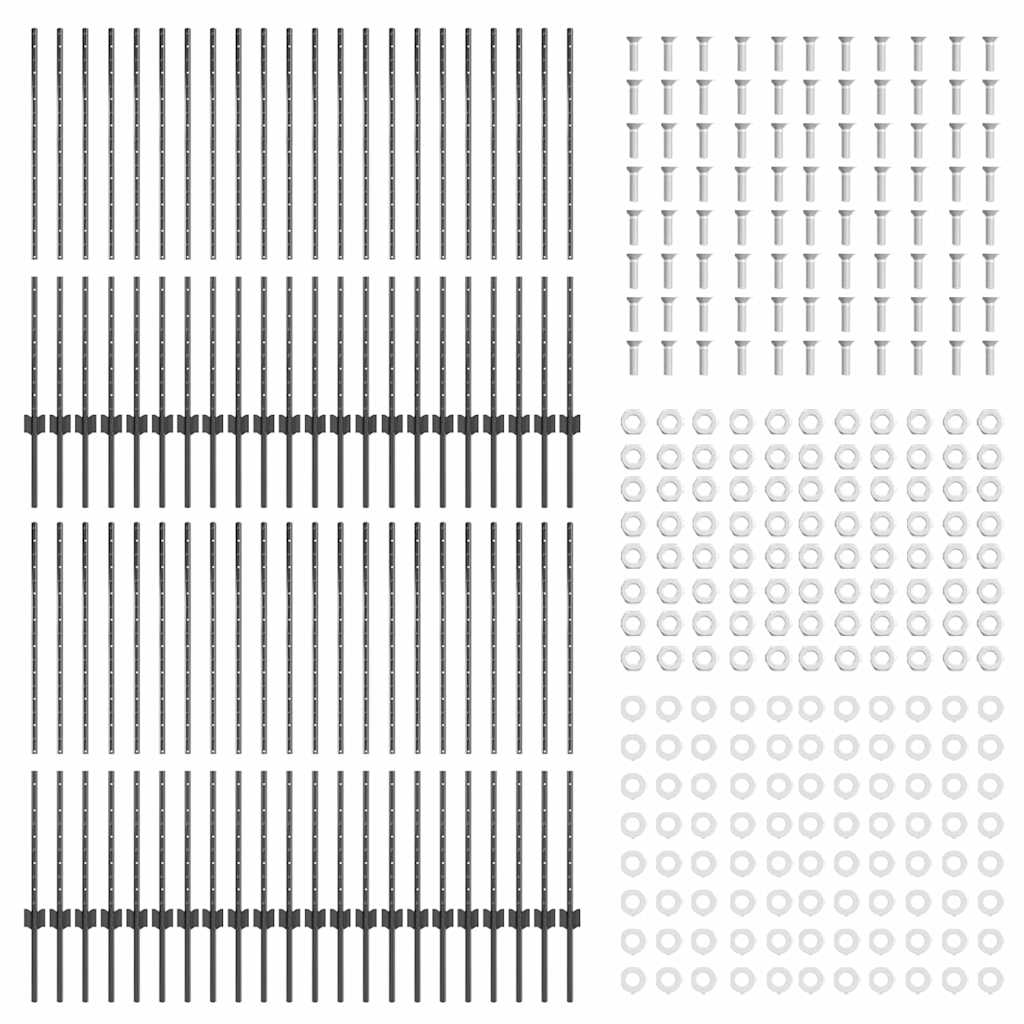 Indlejret hegnspost 44 pcs Grå 160 cm Pulverlakeret stål