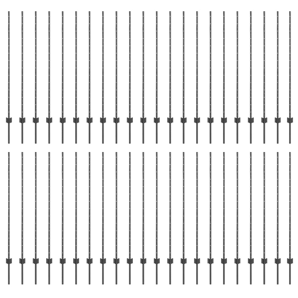 Indlejret hegnspost 44 pcs Grå 180 cm Pulverlakeret stål