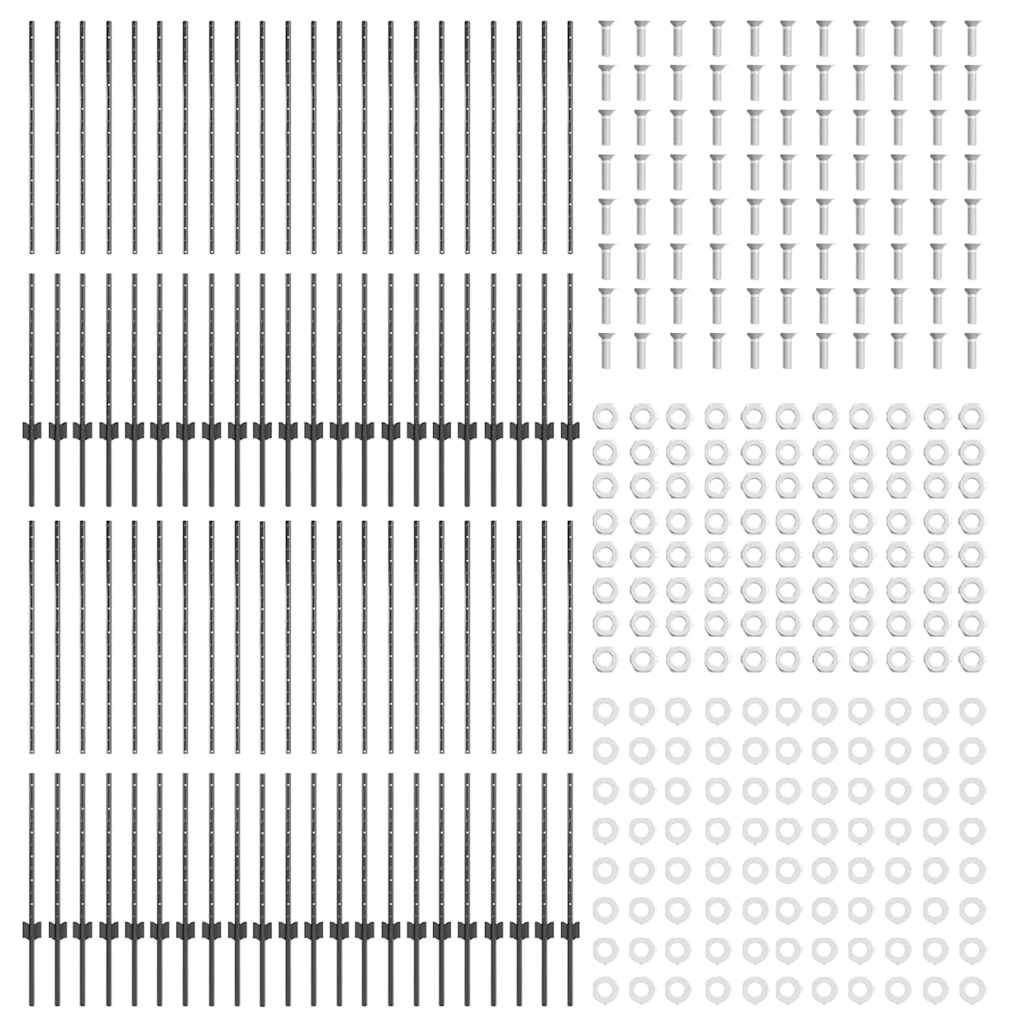 Indlejret hegnspost 44 pcs Grå 180 cm Pulverlakeret stål