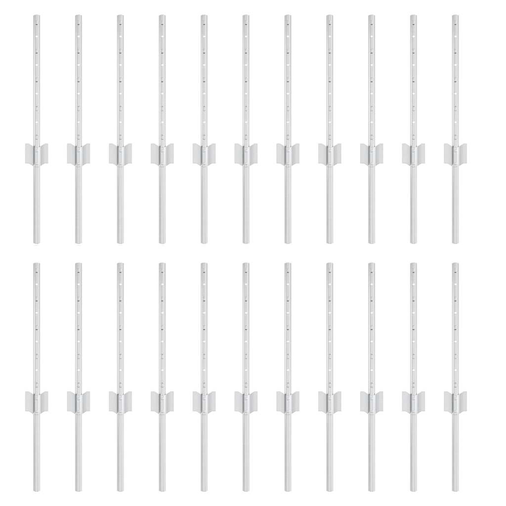 Indlejret hegnspost 22 pcs Sølv 80 cm Pulverlakeret stål