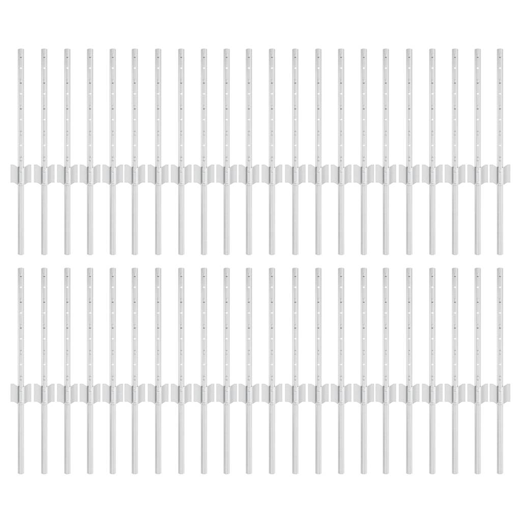 Indlejret hegnspost 44 pcs Sølv 80 cm Pulverlakeret stål