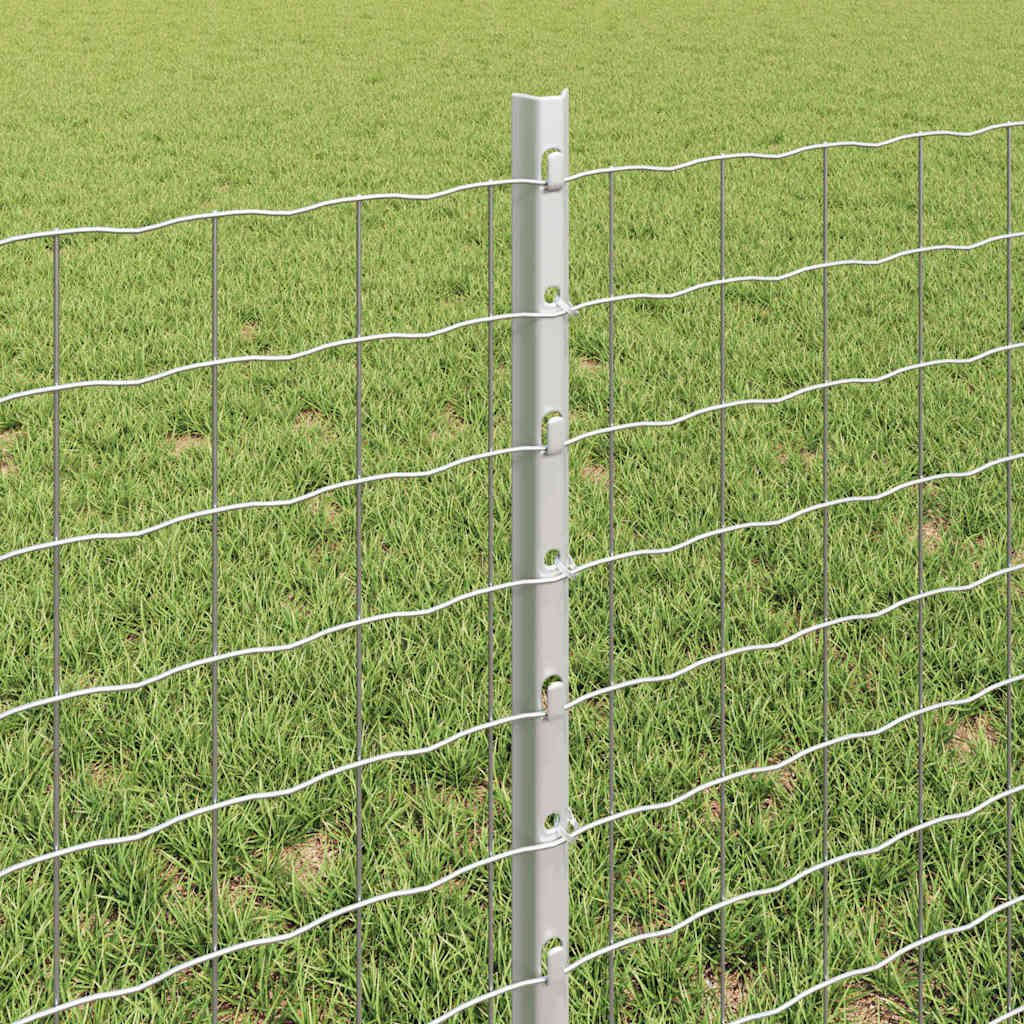 Indlejret hegnspost 44 pcs Sølv 100 cm Pulverlakeret stål