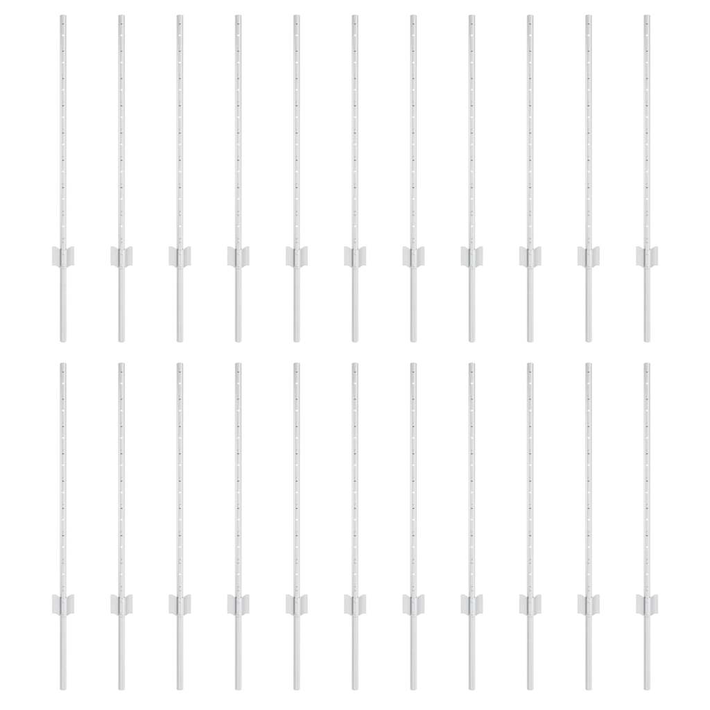 Indlejret hegnspost 22 pcs Sølv 120 cm Pulverlakeret stål