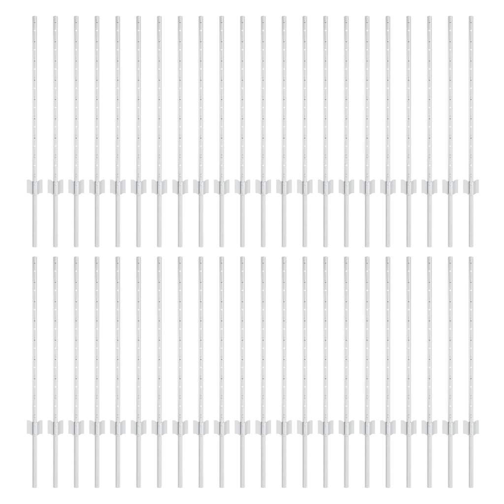 Indlejret hegnspost 44 pcs Sølv 120 cm Pulverlakeret stål