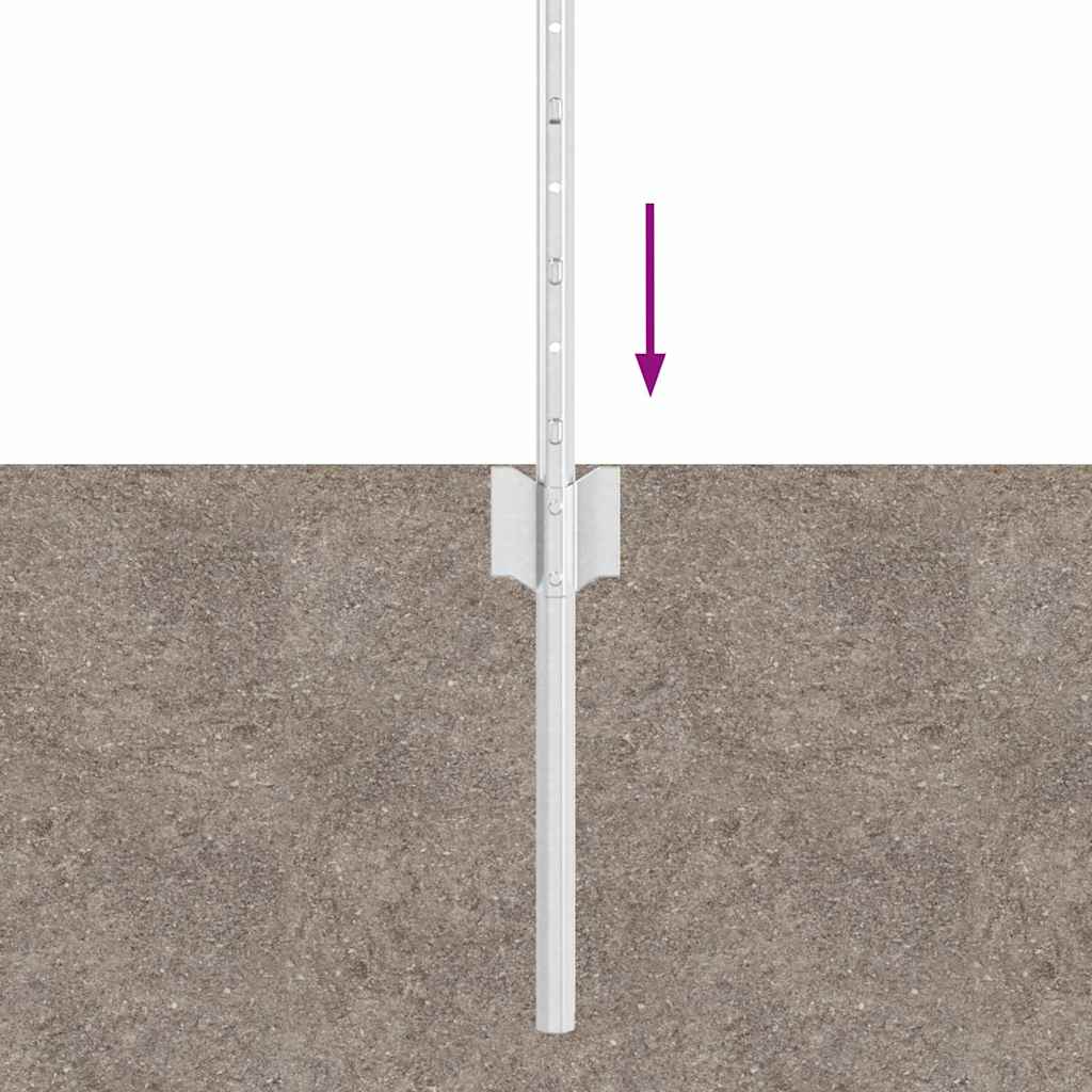 Indlejret hegnspost 44 pcs Sølv 120 cm Pulverlakeret stål