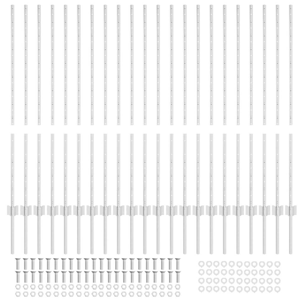 Indlejret hegnspost 22 pcs Sølv 160 cm Pulverlakeret stål