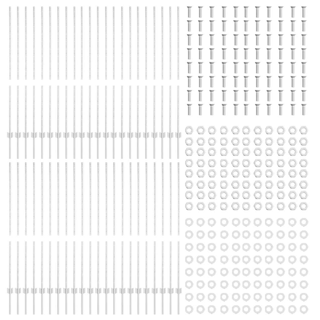 Indlejret hegnspost 44 pcs Sølv 180 cm Pulverlakeret stål