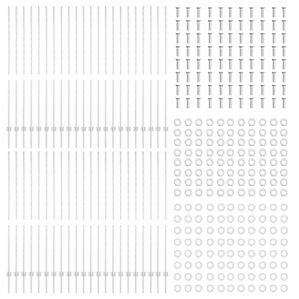 Indlejret hegnspost 44 pcs Sølv 200 cm Pulverlakeret stål