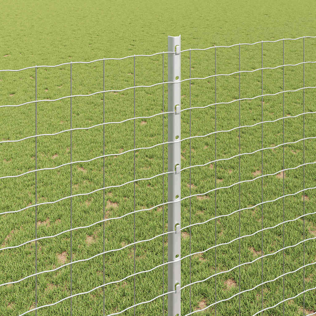 Indlejret hegnspost 44 pcs Sølv 200 cm Pulverlakeret stål