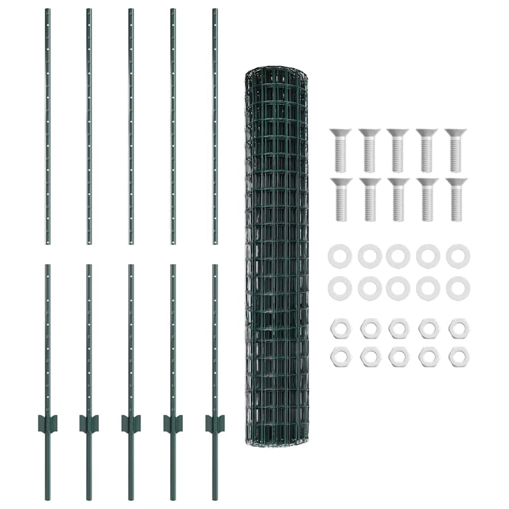 Eurohegn med stolpe 10 x 1,4 m PVC-belagt stål Grøn Mesh