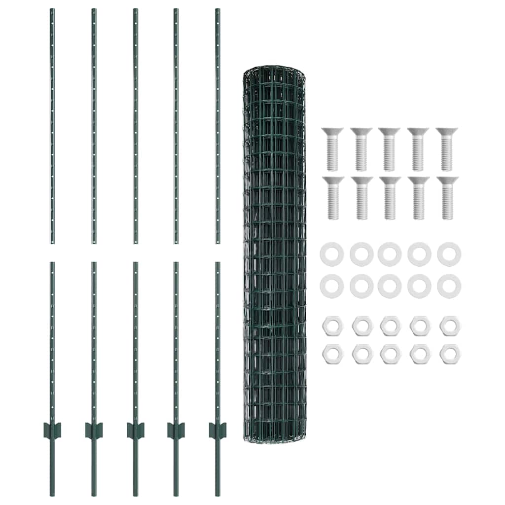 Eurohegn med stolpe 10 x 1,5 m PVC-belagt stål Grøn Mesh