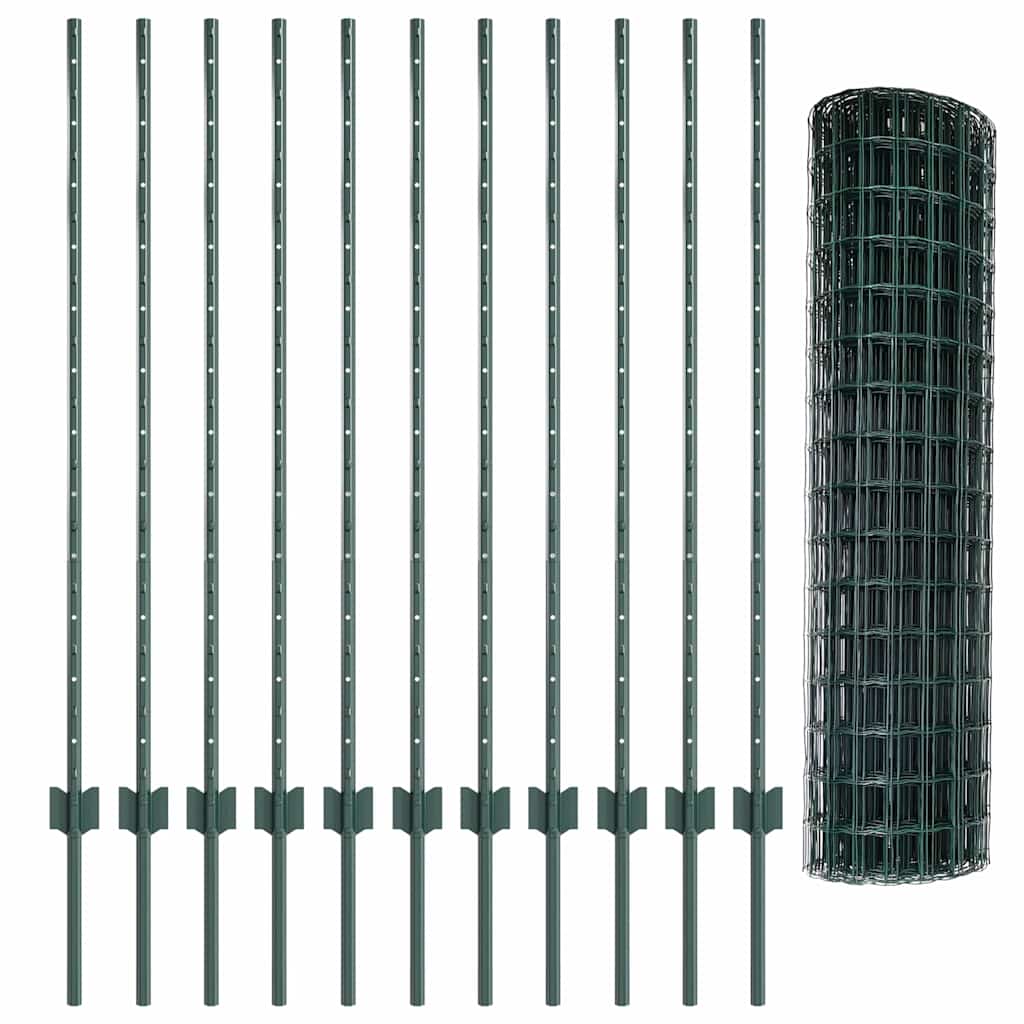 Eurohegn med stolpe 25 x 1,2 m PVC-belagt stål Grøn Mesh