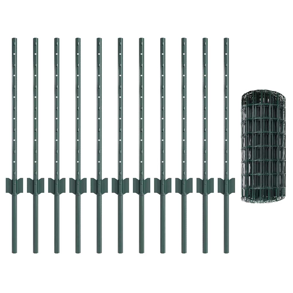 Eurohegn med stolpe 25 x 0,6 m PVC-belagt stål Grøn Mesh