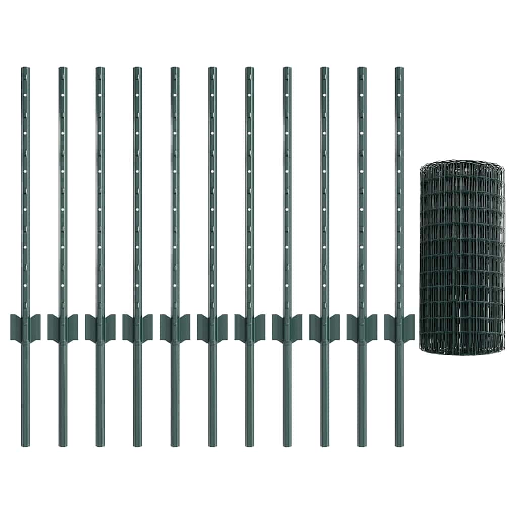 Eurohegn med stolpe 25 x 0,6 m PVC-belagt stål Grøn Mesh
