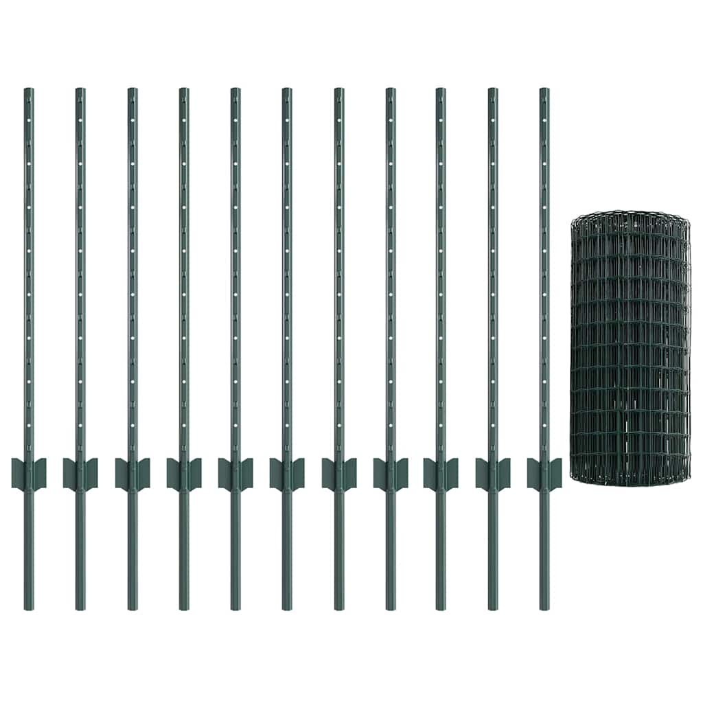 Eurohegn med stolpe 25 x 0,8 m PVC-belagt stål Grøn Mesh
