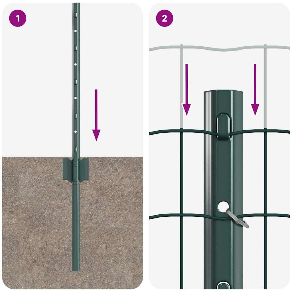 Eurohegn med stolpe 25 x 0,8 m PVC-belagt stål Grøn Mesh