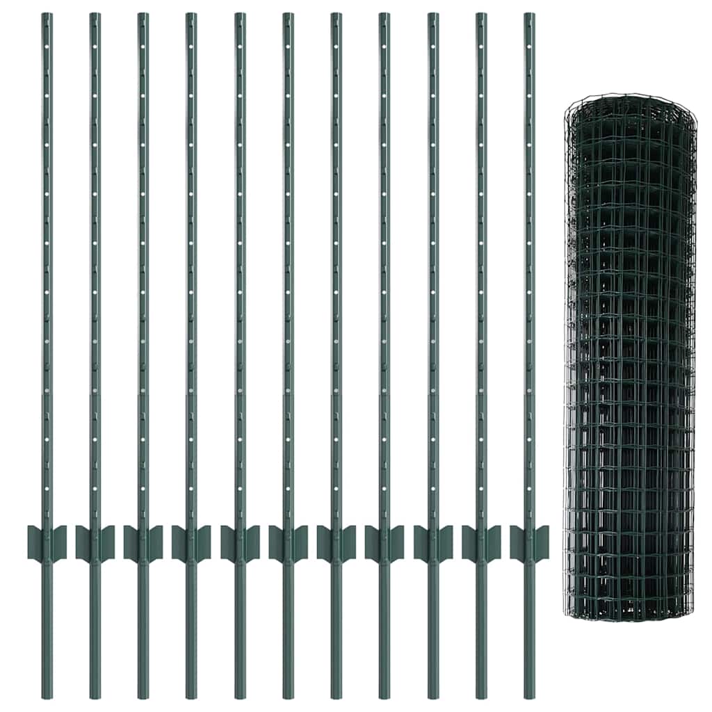 Eurohegn med stolpe 25 x 1 m PVC-belagt stål Grøn Mesh