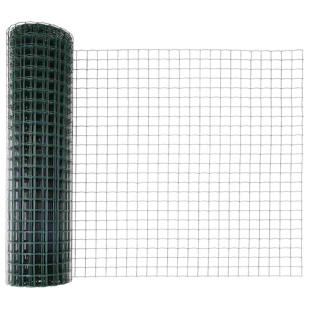 Eurohegn med stolpe 25 x 1 m PVC-belagt stål Grøn Mesh