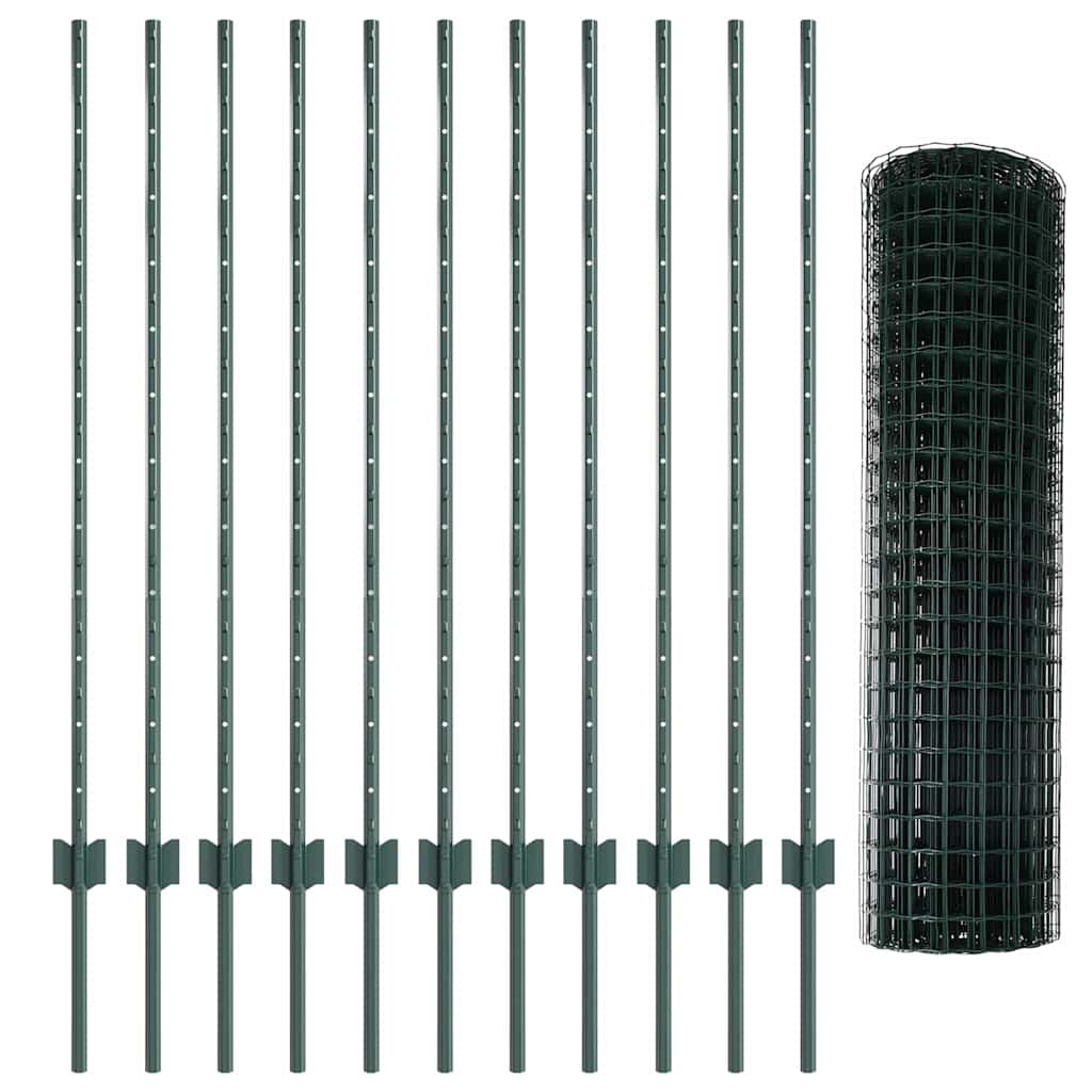 Eurohegn med stolpe 25 x 1,2 m PVC-belagt stål Grøn Mesh