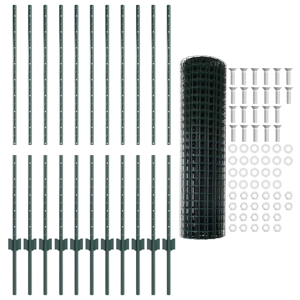 Eurohegn med stolpe 25 x 1,2 m PVC-belagt stål Grøn Mesh