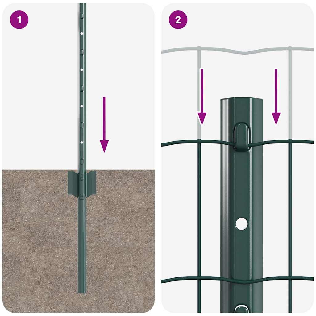 Eurohegn med stolpe 50 x 0,6 m PVC-belagt stål Grøn Mesh
