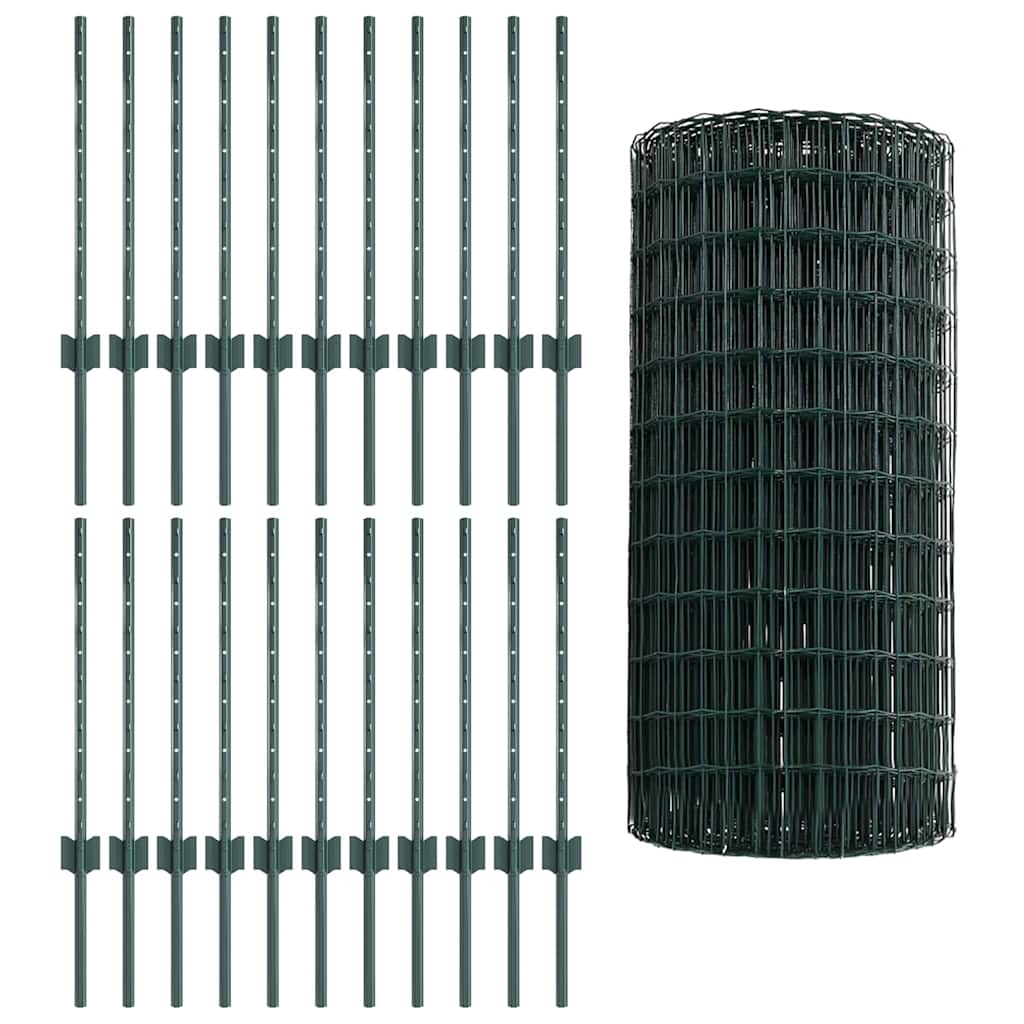 Eurohegn med stolpe 50 x 0,6 m PVC-belagt stål Grøn Mesh