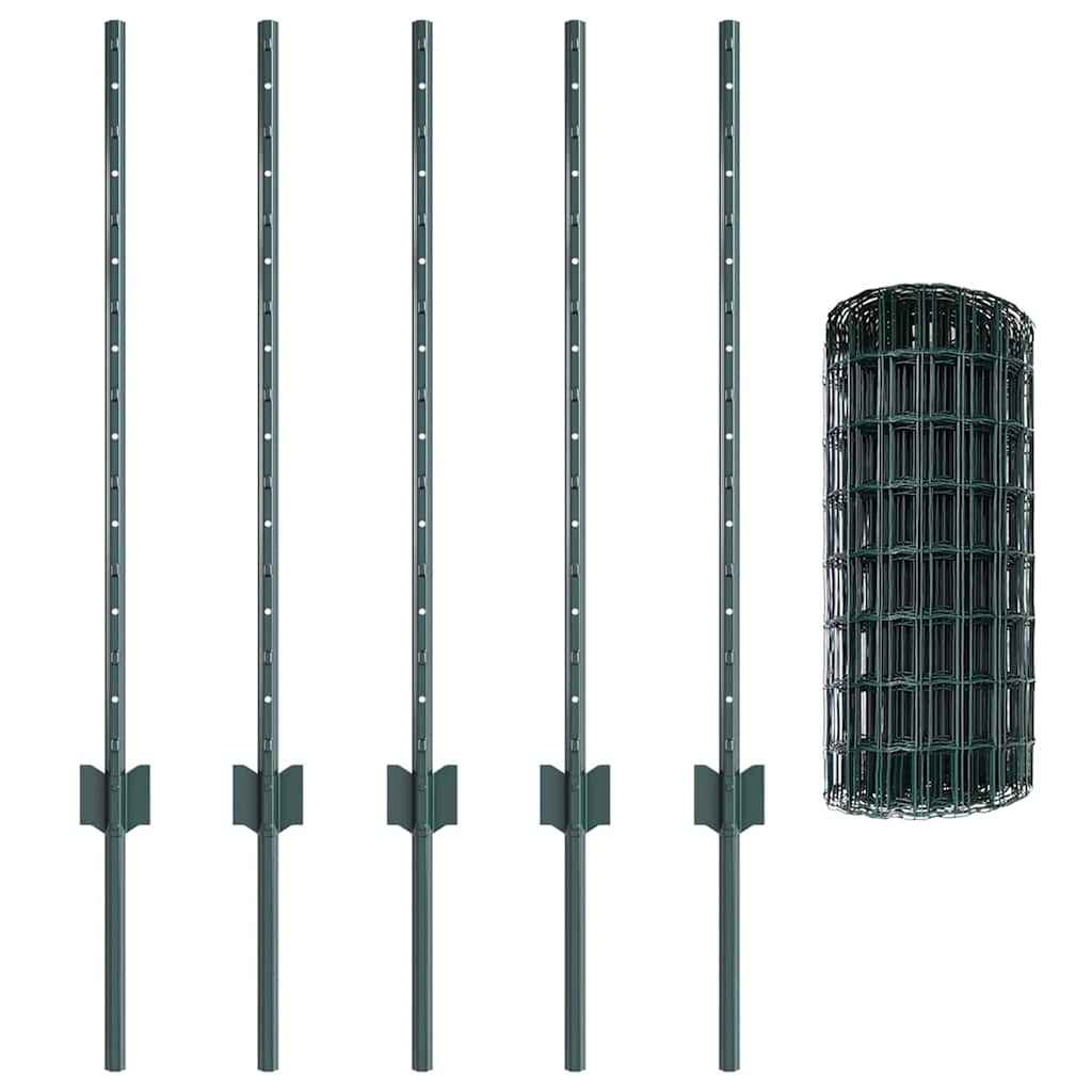 Eurohegn med stolpe 10 x 0,8 m PVC-belagt stål Grøn Mesh