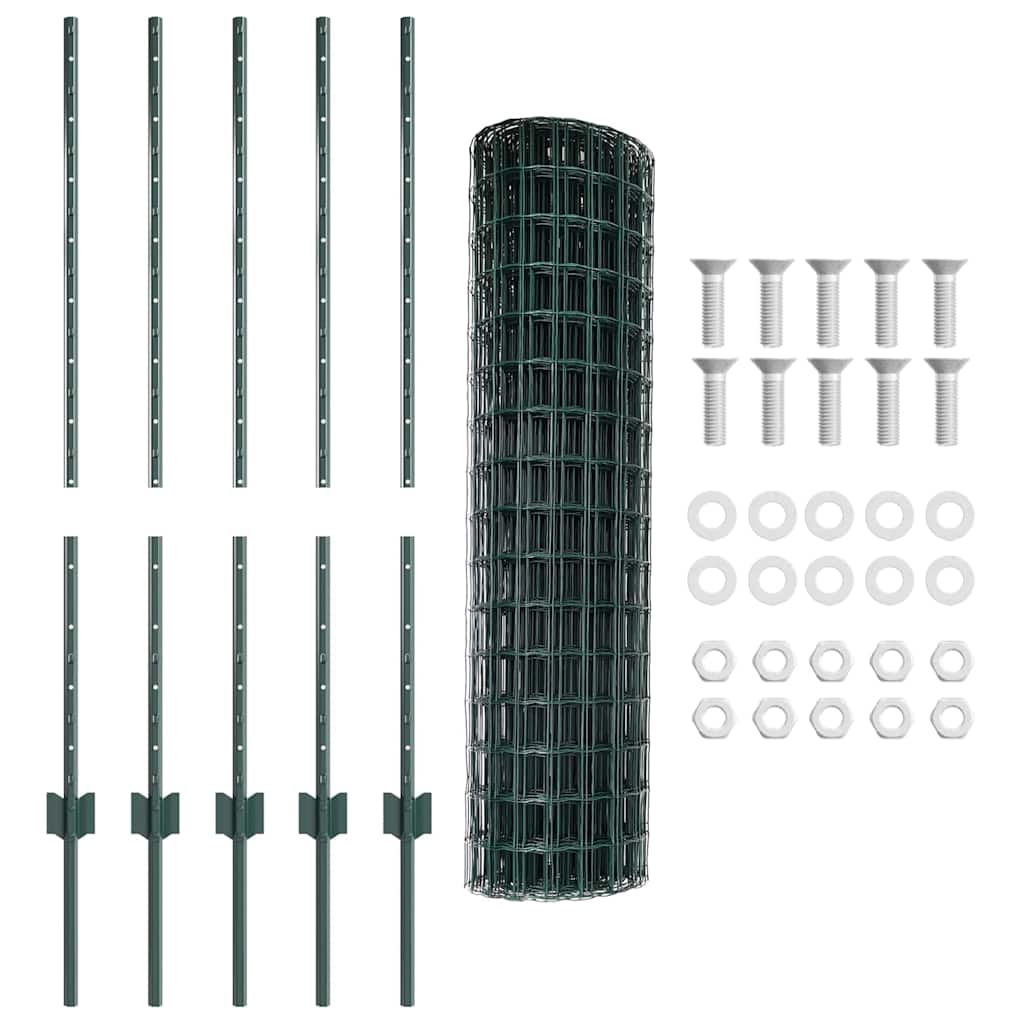 Eurohegn med stolpe 10 x 1 m PVC-belagt stål Grøn Mesh