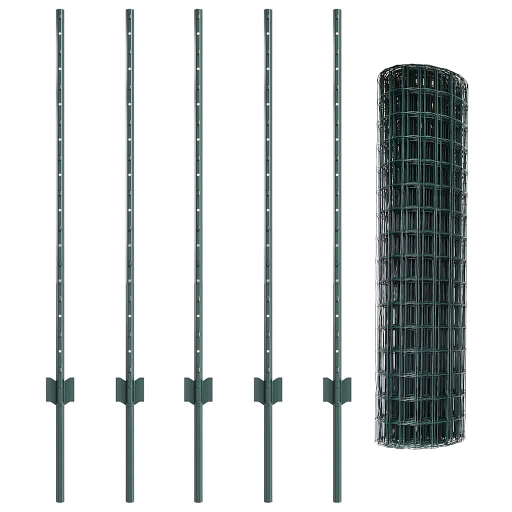 Eurohegn med stolpe 10 x 1 m PVC-belagt stål Grøn Mesh