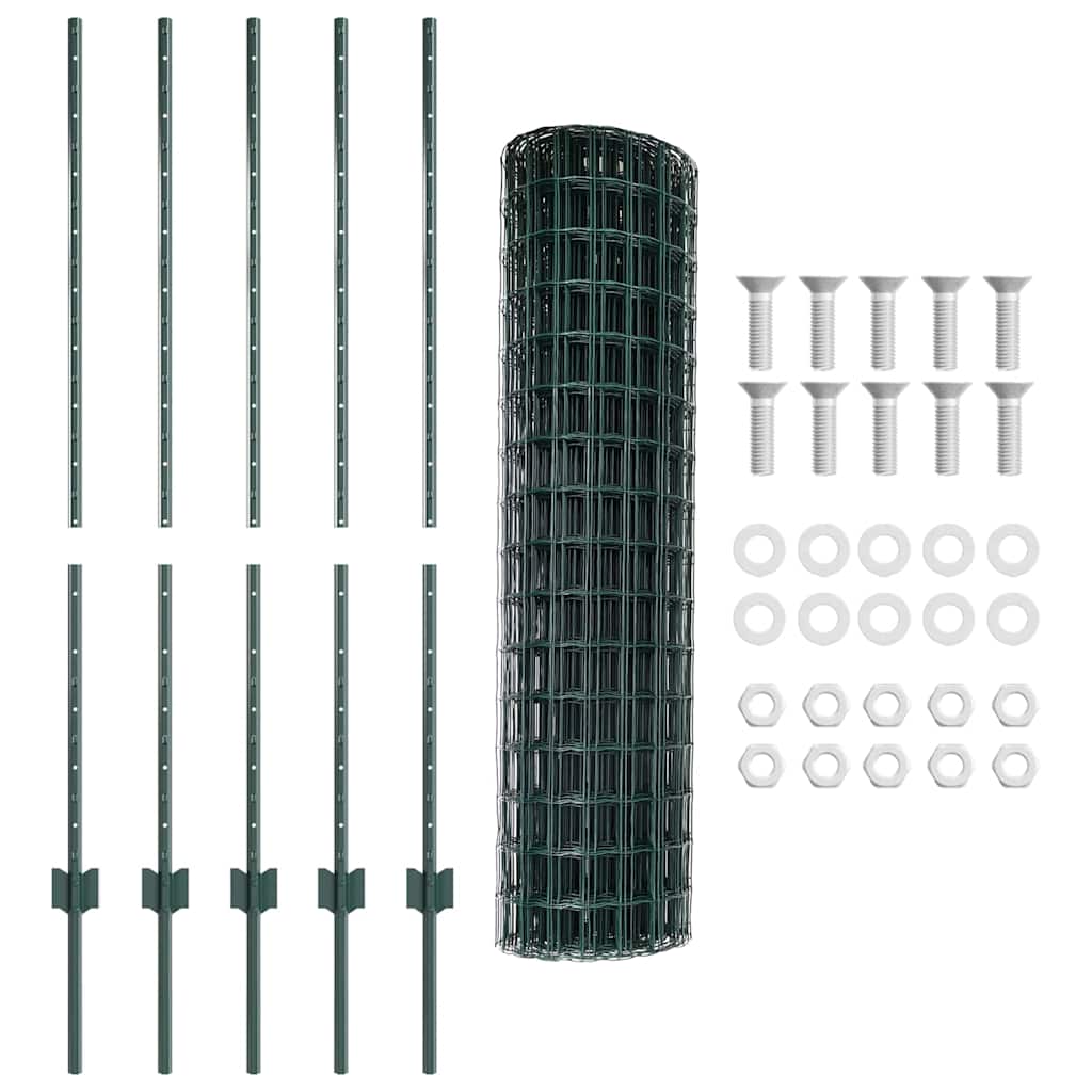 Eurohegn med stolpe 10 x 1,2 m PVC-belagt stål Grøn Mesh
