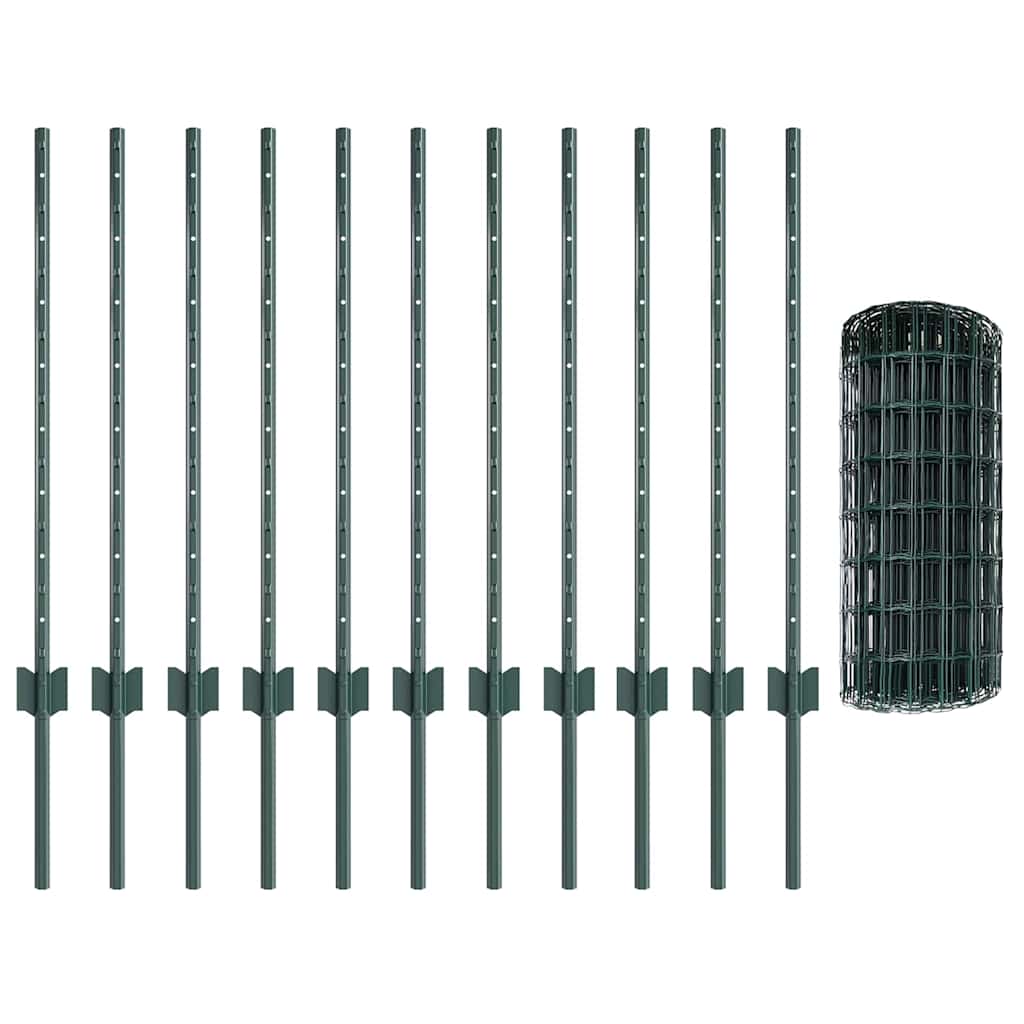 Eurohegn med stolpe 25 x 0,8 m PVC-belagt stål Grøn Mesh