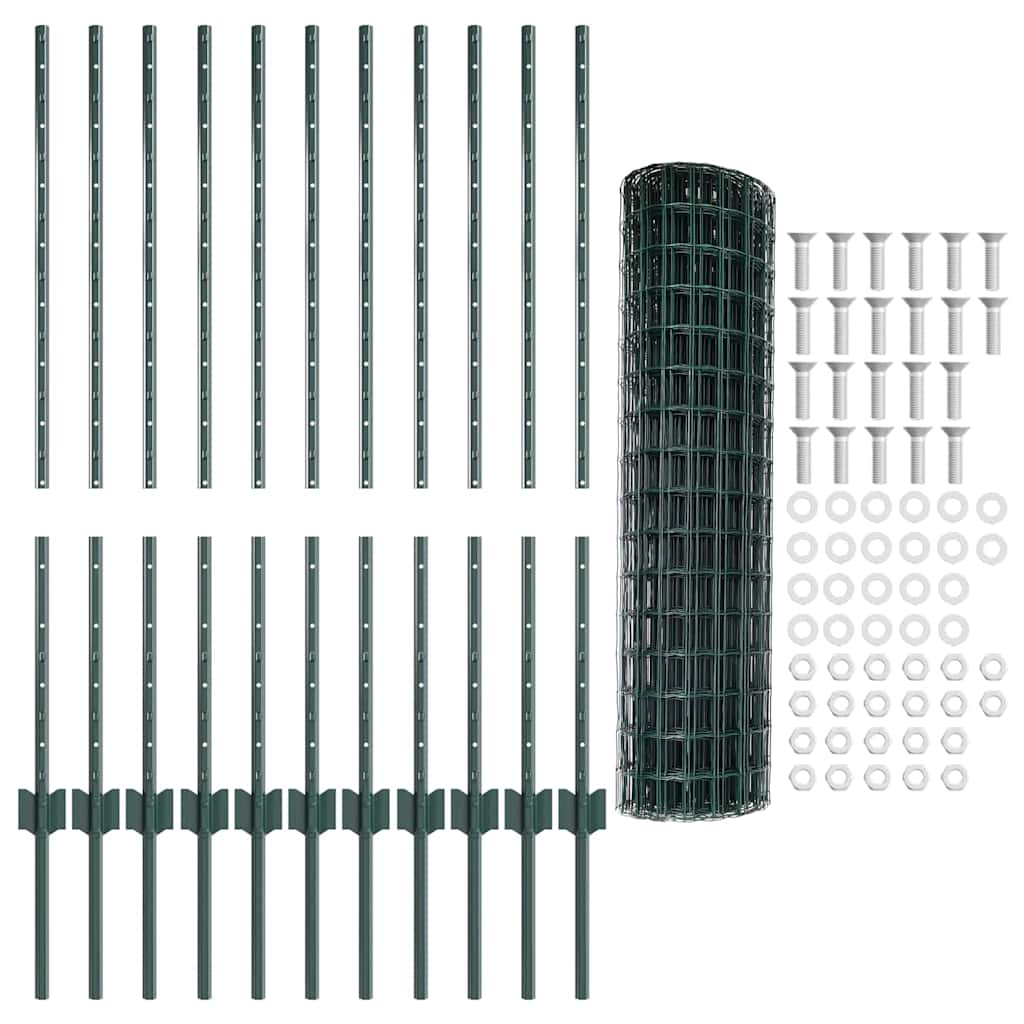 Eurohegn med stolpe 25 x 1 m PVC-belagt stål Grøn Mesh